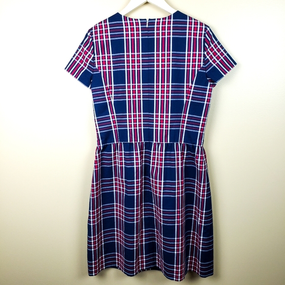 BROOKS BROTHERS Plaid Red & Blue A-line Dress, 12 - Picture 4 of 11